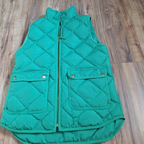 J Crew green quilted vest size XXS - Picture 1 of 5